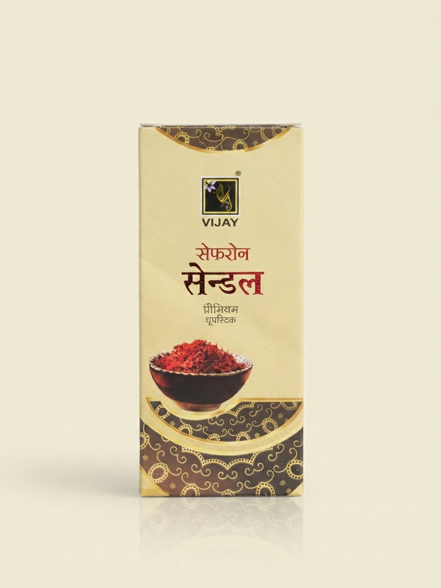 Vijay Saffron Sandal Dhoop Sticks – Pure & Aromatic Incense | truepuja