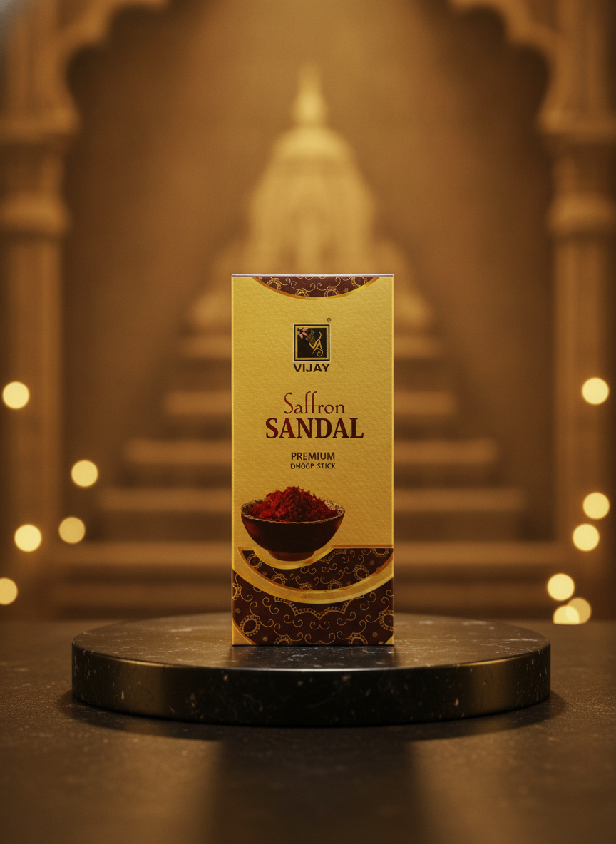 Vijay Saffron Sandal Dhoop Sticks – Pure & Aromatic Incense | truepuja